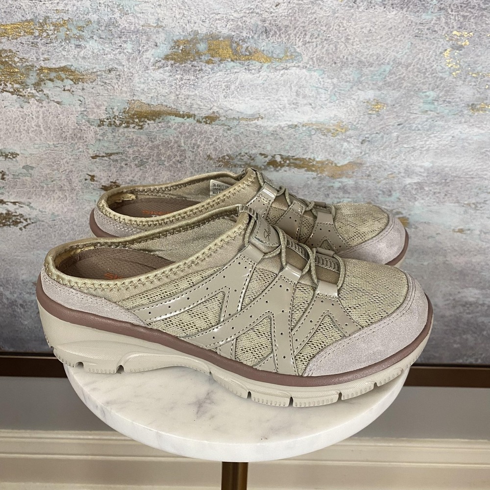 Skechers Relaxed Fit Shoes Womens Size 6 Beige Memory Foam Mule SN 49077 - Picture 2 of 9